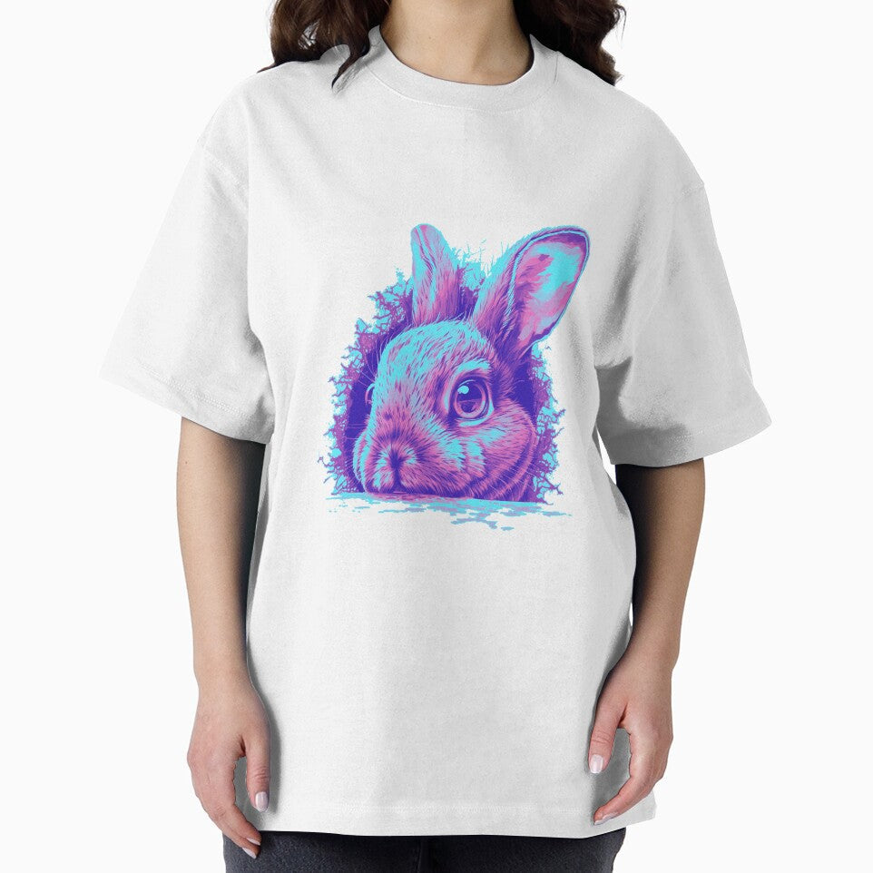 Realism Neon Purple Rabbit Head by ImaginePrintsHQ