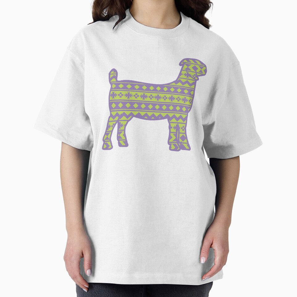 Boer Goat with Green & Purple Aztec Pattern by Sam Morrison
