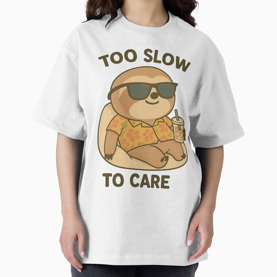 Too Slow to Care – Cool Sloth in Hawaiian Shirt with Bubble Tea by konthai.familyart