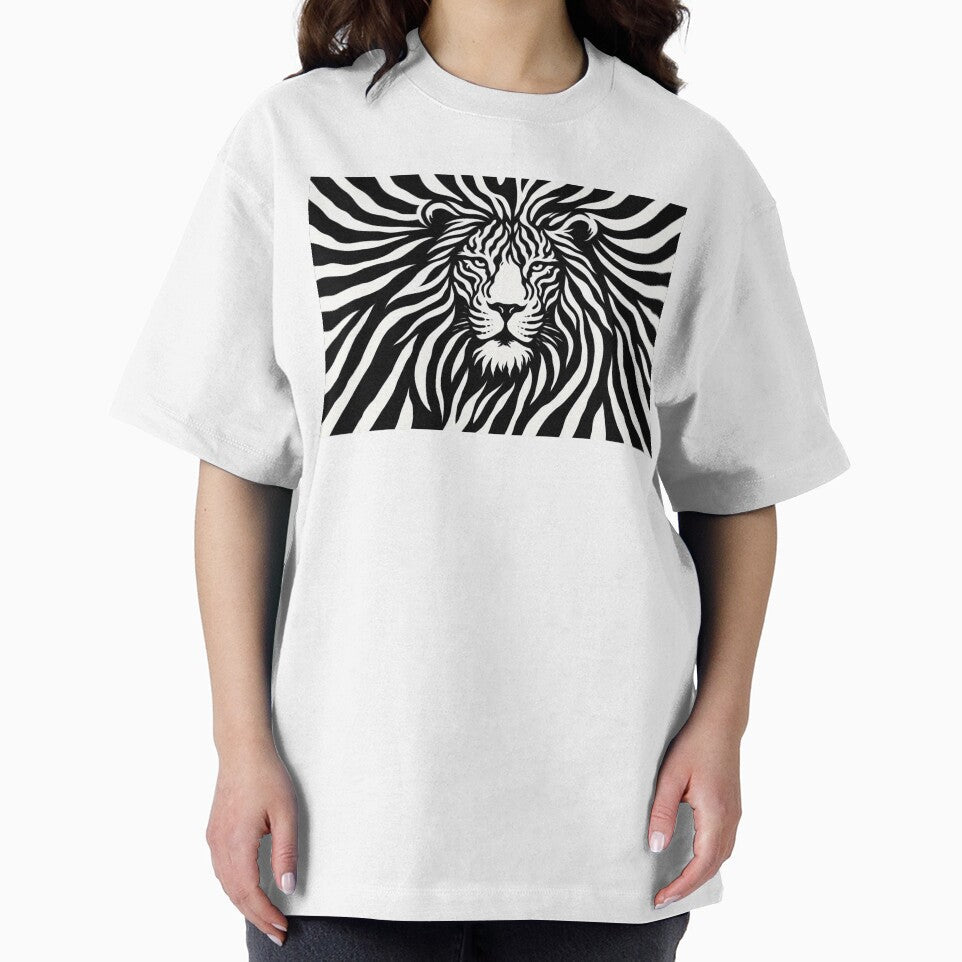 Hypnotic Lion Face – Mesmerizing Monochrome Lion by LuluLeb