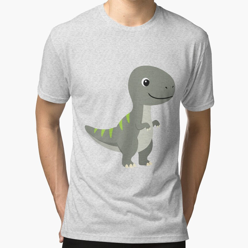 Cute Gray Cartoon Dinosaur Art by IN Tales