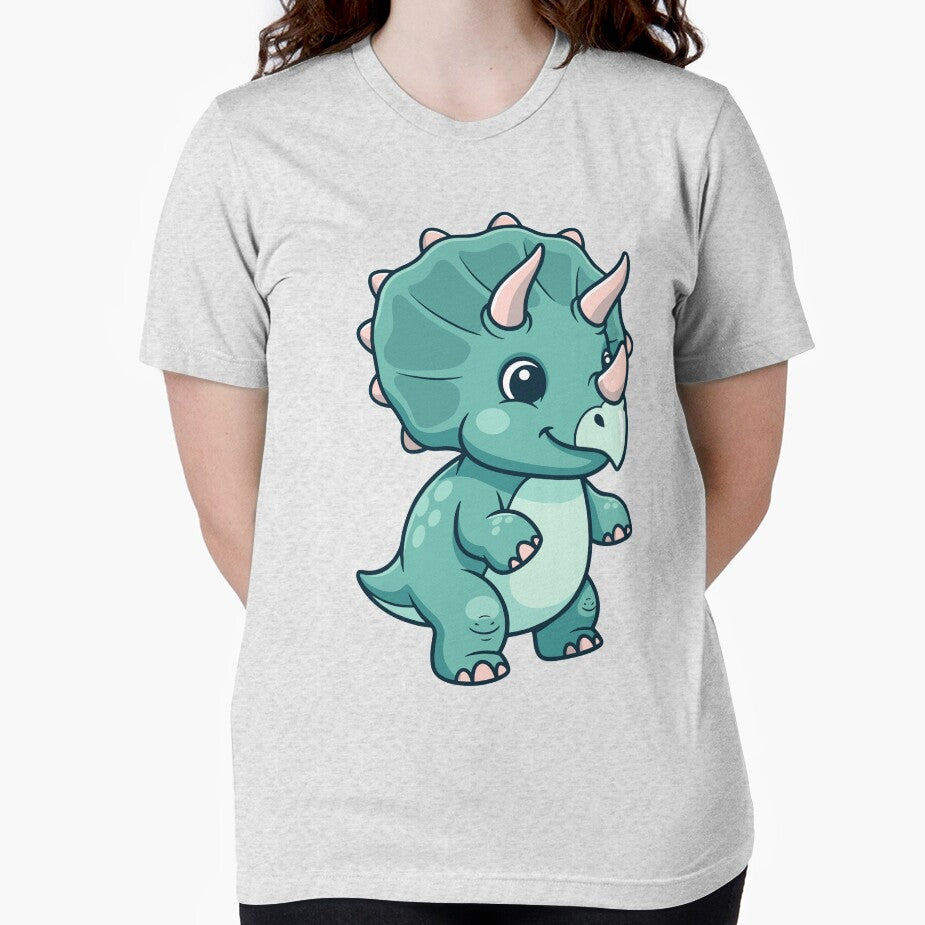 Cute Blue Cartoon Triceratops Art by IN Tales
