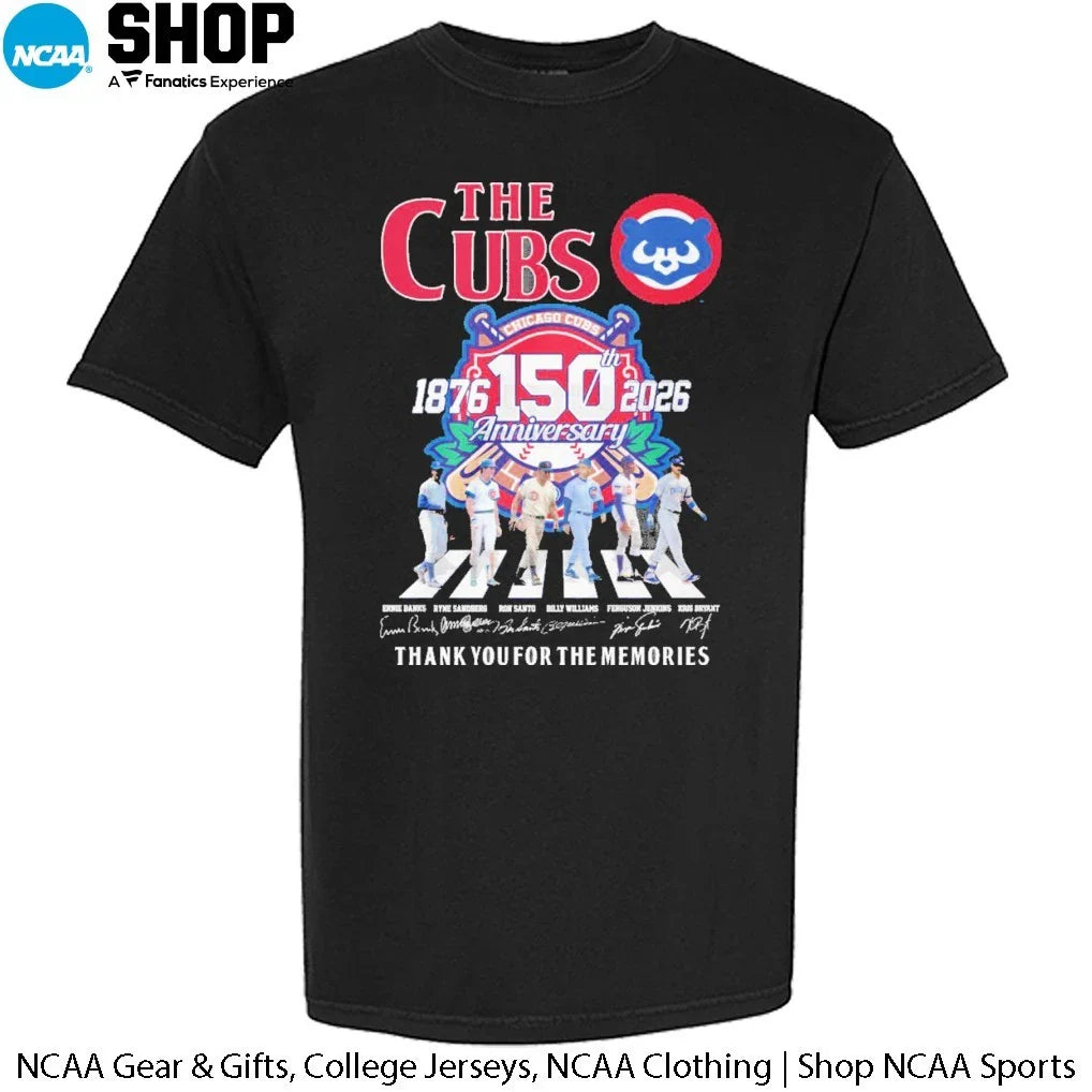The Chicago Cubs 150 Anniversary 1876-2026 Abbey Road Thank You For The Memories Signatures T-Shirt