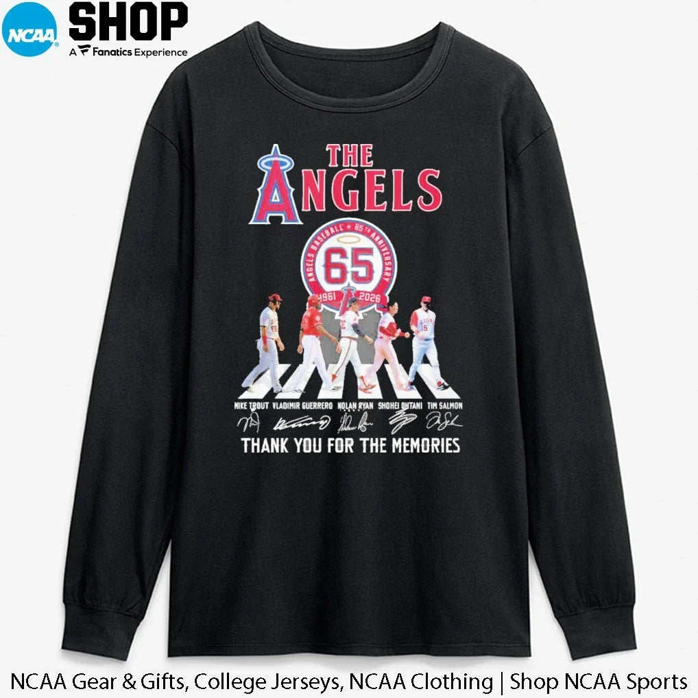 The Los Angeles Angels Baseball 65th Anniversary 1961-2026 Abbey Road Thank You For The Memories Signatures T-Shirt
