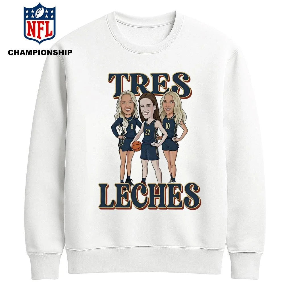 Tres Leches Caitlin Clark Kristy Wallace Kelsey Mitchell Team Indiana Fever WNBA White Shirt