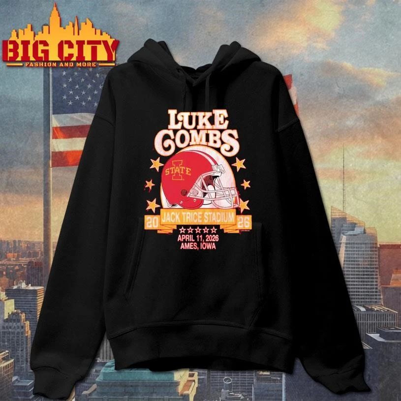 Luke Combs Ames Iowa 2026 Exclusive Tour At Jack Trice Stadium April 11 2026 Iowa State Cyclones Helmet Shirt