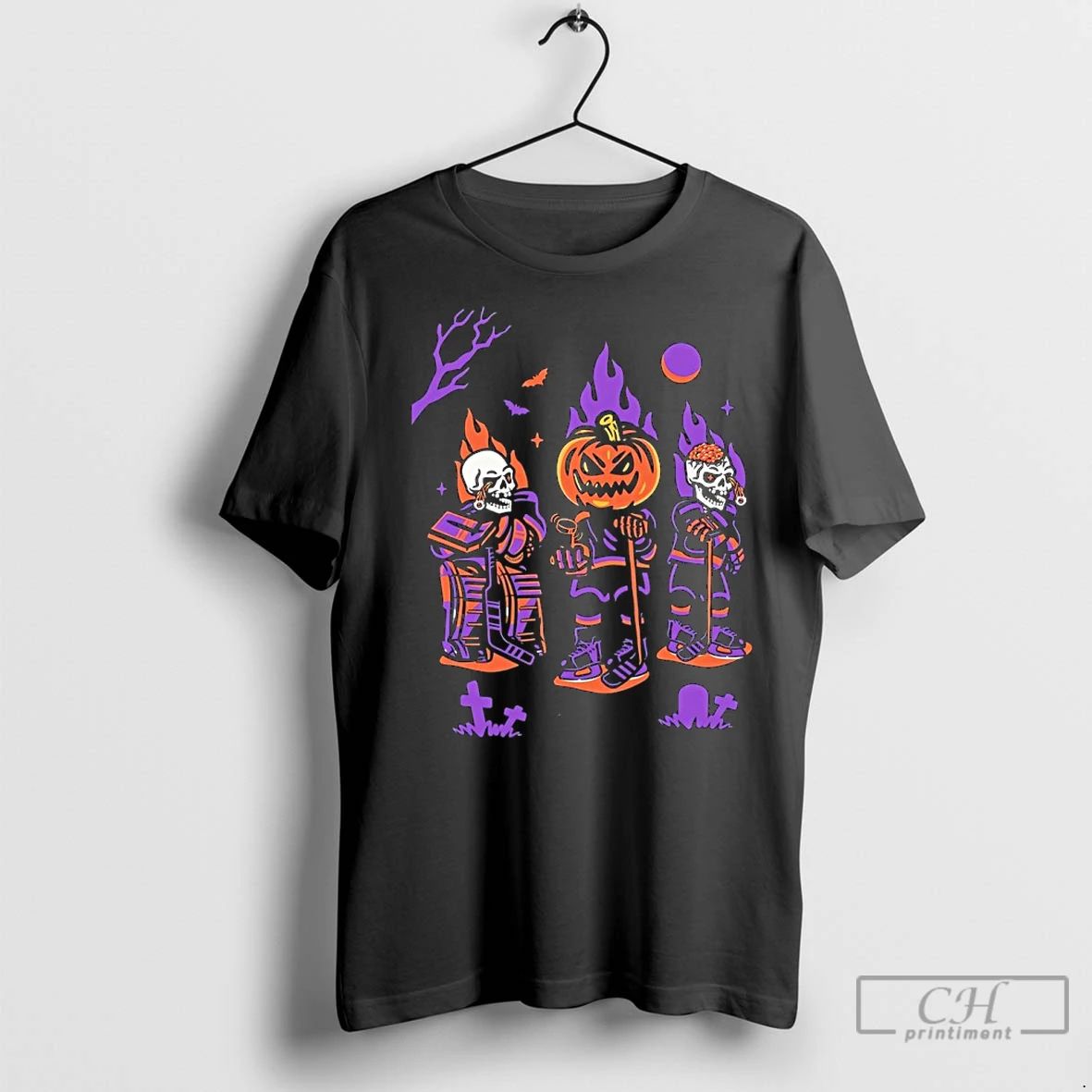 Classic Sleepy Hollow Hockey Club 1820 Skeleton Pumpkin Halloween