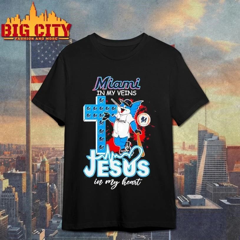 Marlins In My Veins Jesus In My Heart mascot Shirt