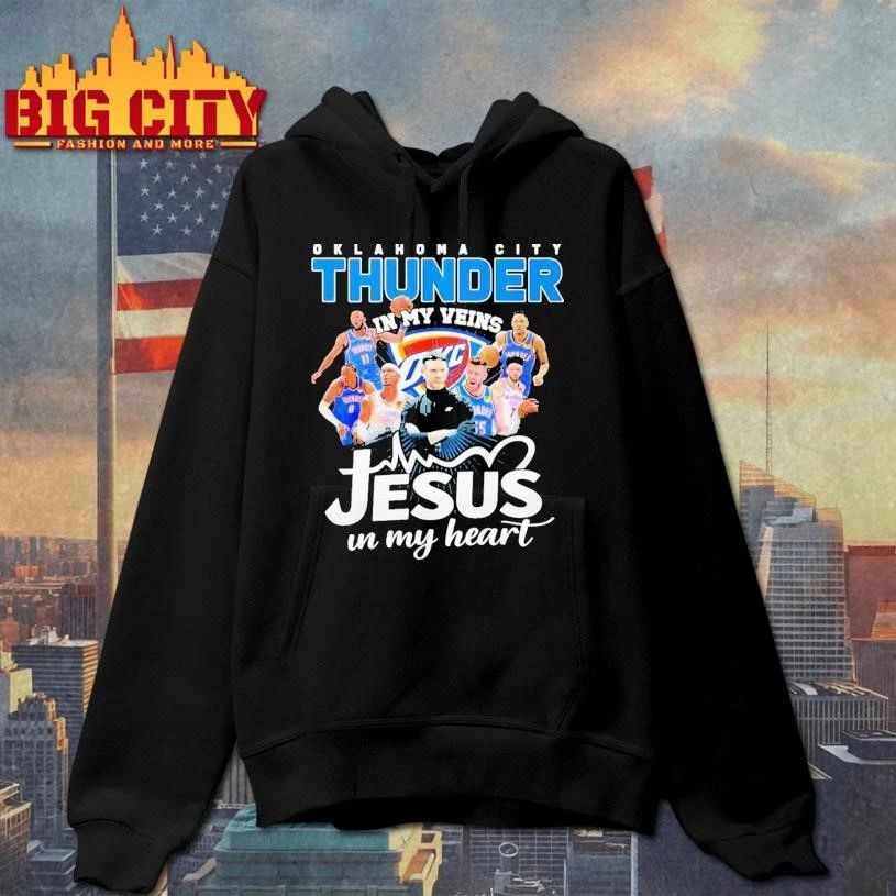 Oklahoma City Thunder In My Veins Jesus In My Heart Signatures shirt