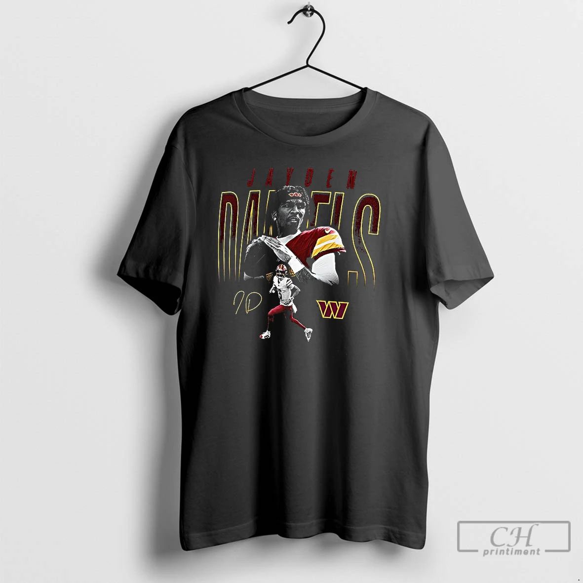 Classic Jayden Daniels Washington Commanders Football Signature Retro T Shirts