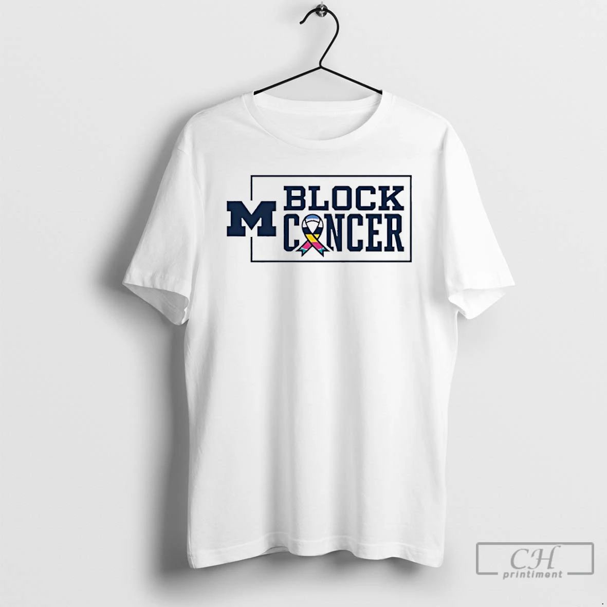 Classic Michigan Wolverines Block Cancer Ribbon 2025 T Shirts