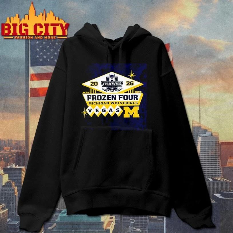 Michigan Wolverines Men’s Hockey 2026 NCAA Frozen Four Vegas Logo College Shirt