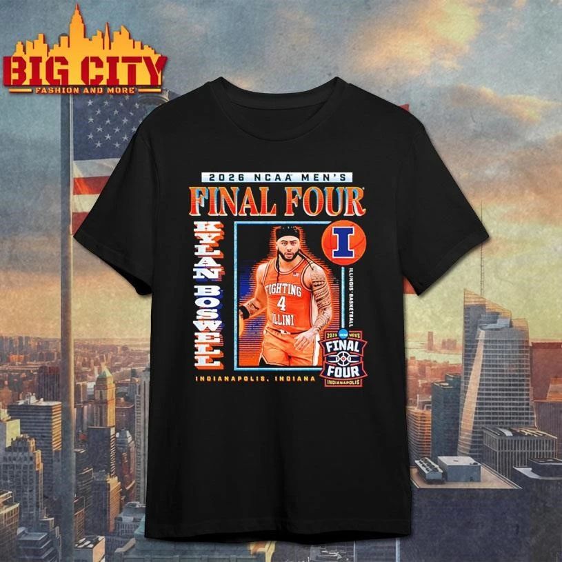 Kylan Boswell Illinois Fighting Illini 2026 NCAA Men’s Basketball March Madness Final Four College Shirt