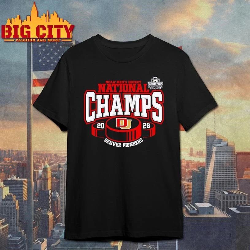 Denver Pioneers 2026 NCAA Frozen Four Men’s Ice Hockey National Champions Hockey Puck Shirt