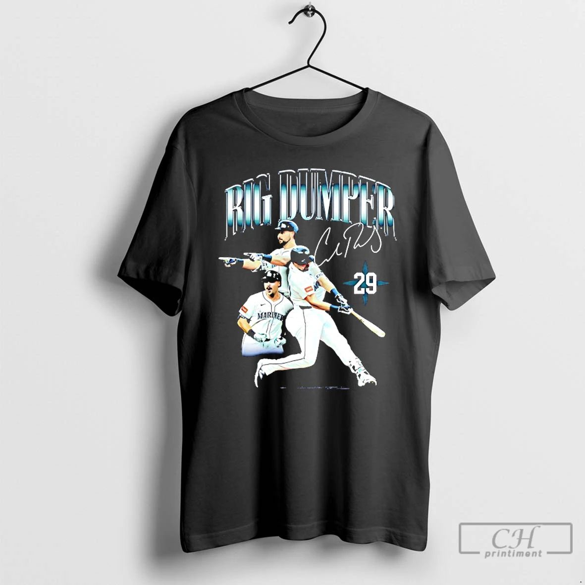 Classic Big Dumper Cal Raleigh 29 Seattle Player Collage Signature T Shirts