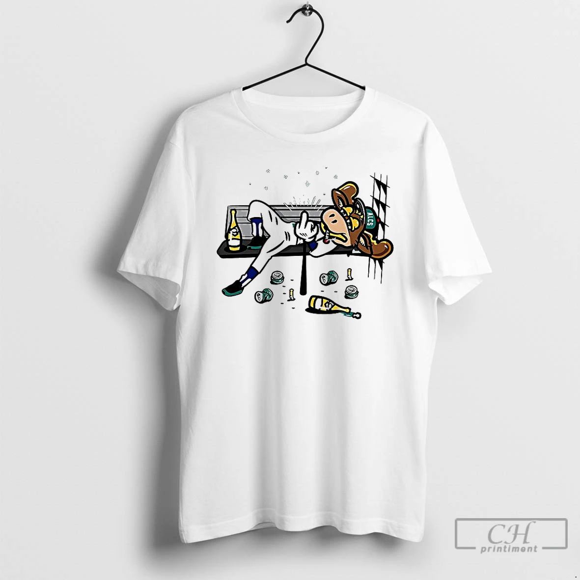 Classic Milwaukee Brewers Alcs Bernie Brewer Middle Finger Moose Country Mascot T Shirts
