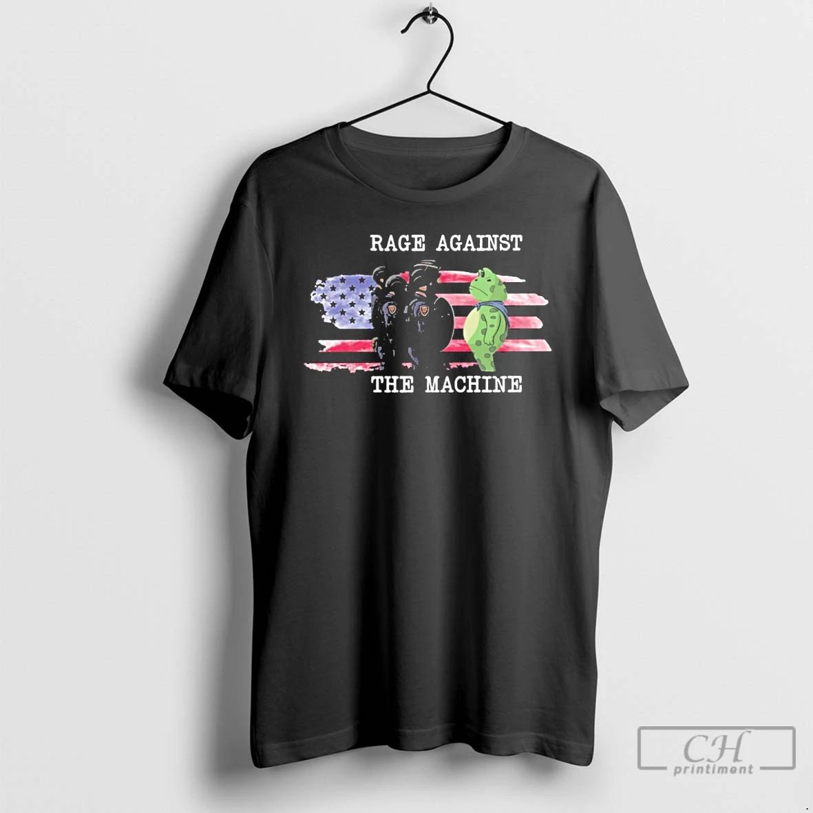 Classic Rage Against The Machine Portland Frog Protest American Flag T Shirts