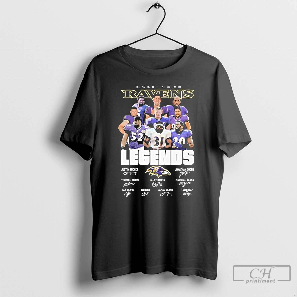 Classic Baltimore Ravens Player Legends Logo Signature T Shirts