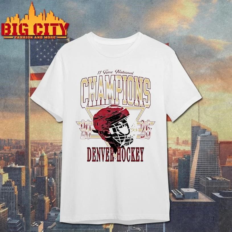 Denver Pioneers Mens Ice Hockey 11 Time National Champions 2026 Helmets Shirt