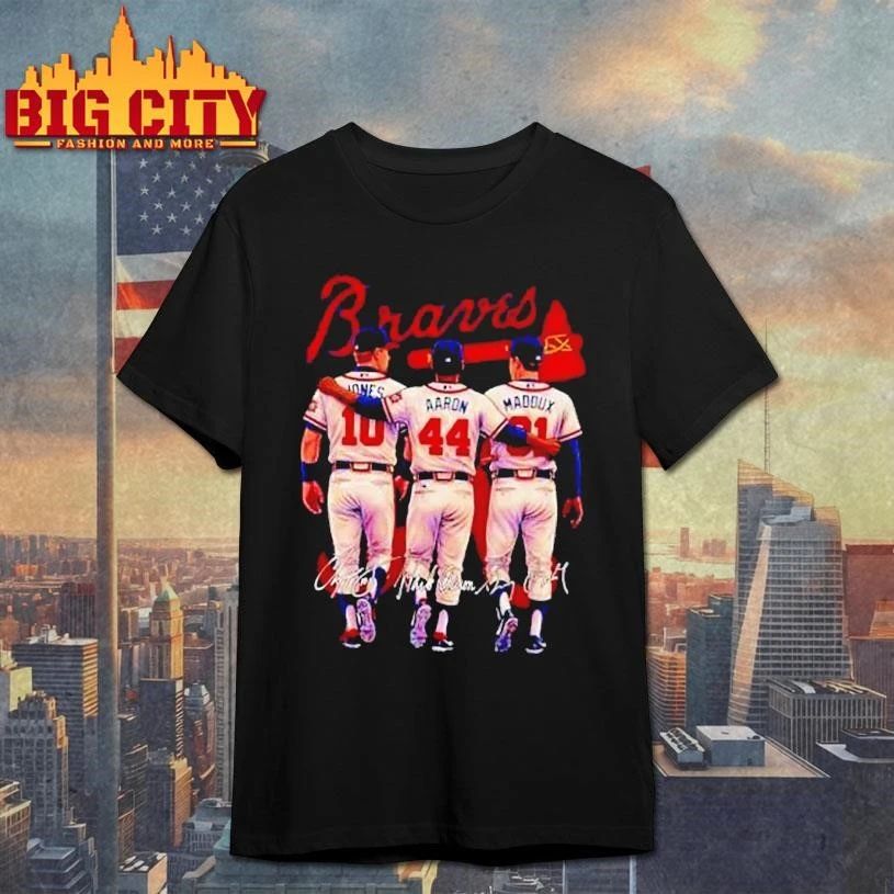 Atlanta Braves Jones Aaron Maddux legends hall of fame shirt