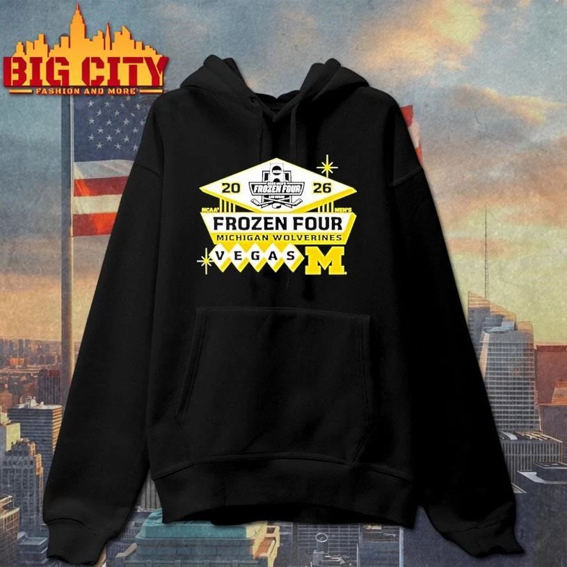 Michigan Wolverines 2026 Ncaa Mens Hockey Frozen Four Vegas Logo Tournament Shirt