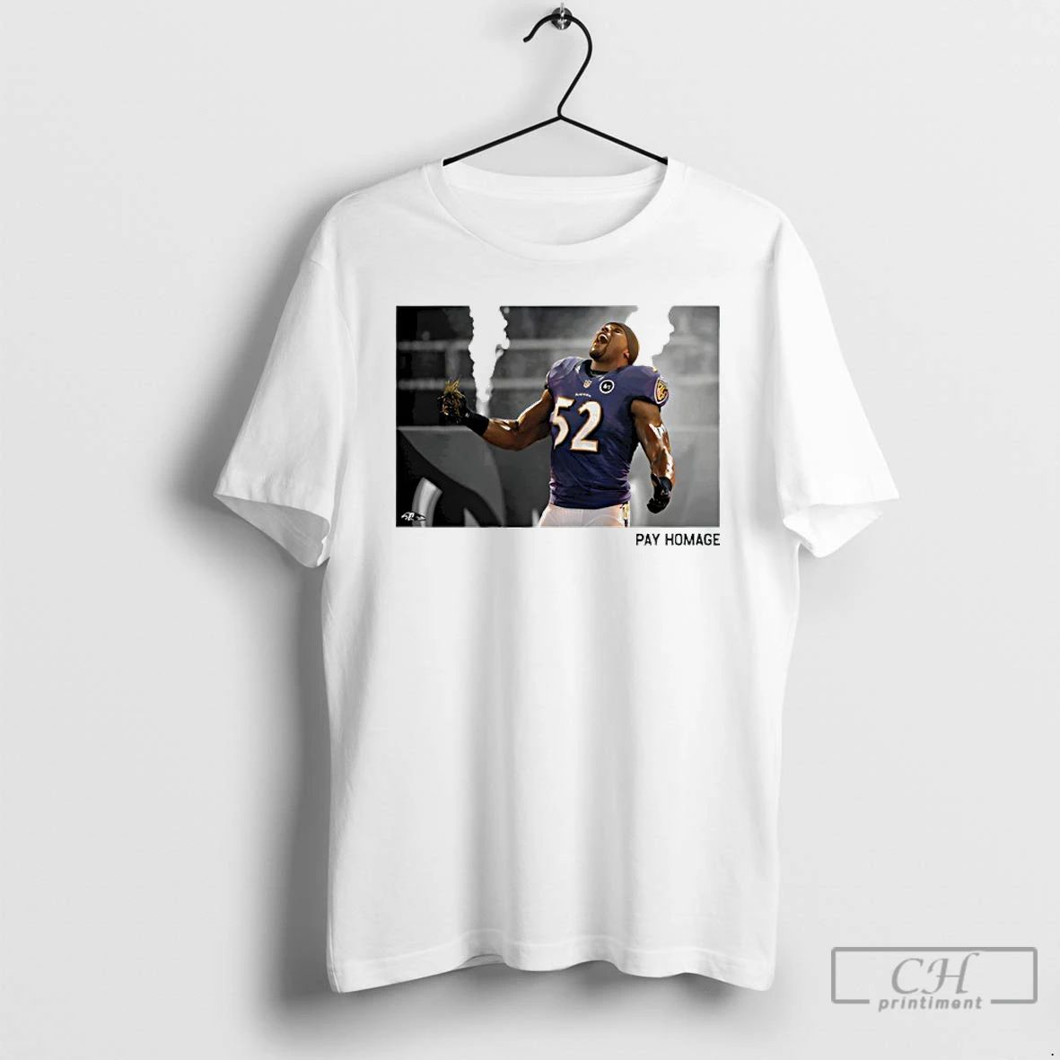 Classic Baltimore Ravens Ray Lewis Homage Ash T Shirts