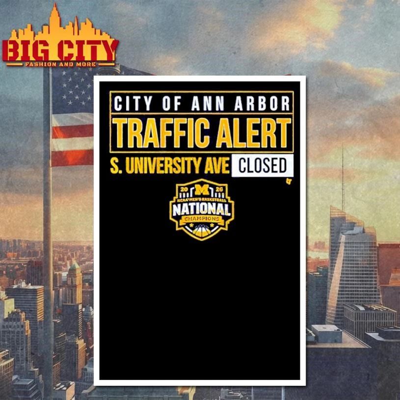 Michigan Wolverines MBB 2026 National Champions S. University Ave Closed Shirt