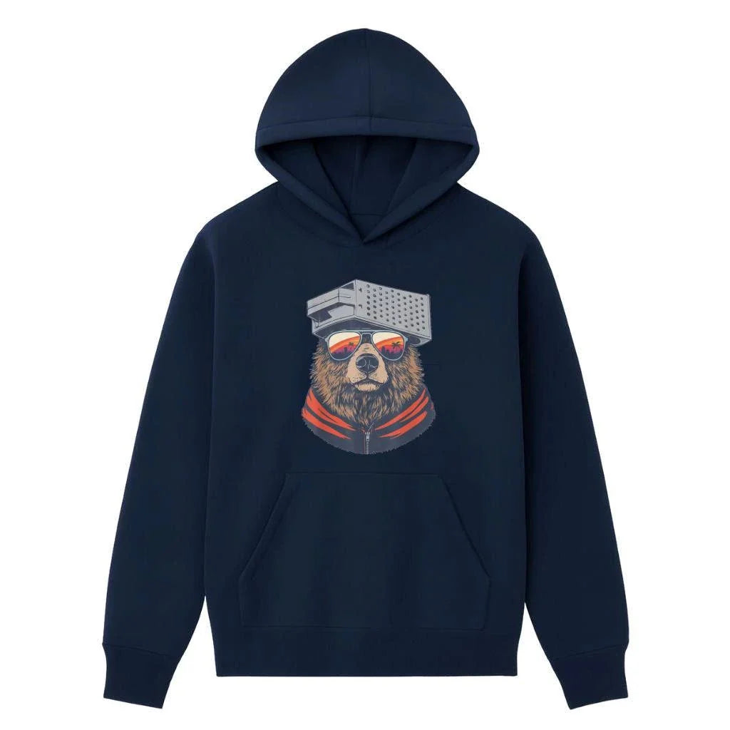 Vintage Sunset Bear with Cheese Grater Hat and Sunglasses Shirt