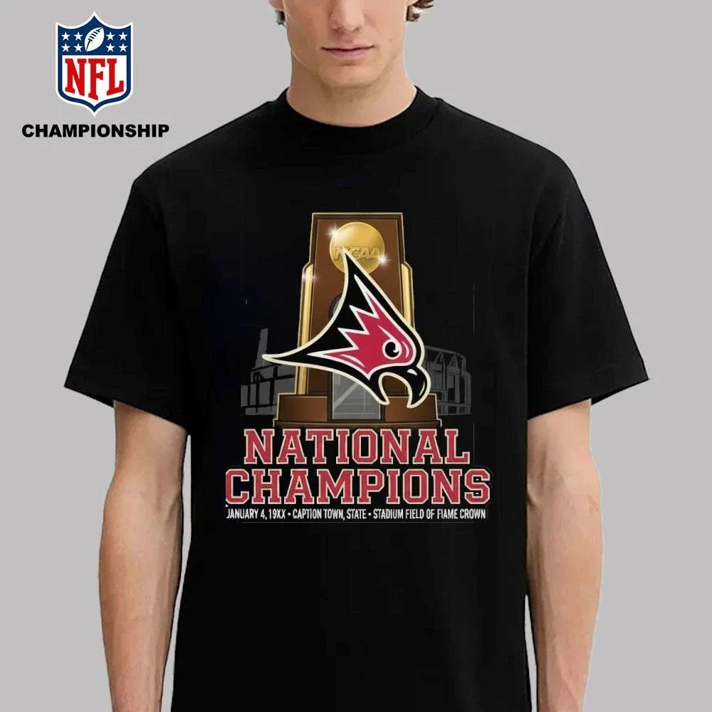 Wisconsin River Falls Falcons Stagg Bowl 2025 NCAA Division III Champion At Tom Benson Hall Of Fame Stadium Shirt